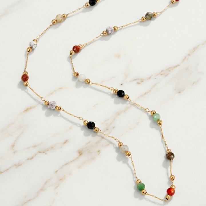 Lulu Beaded Stone Necklace