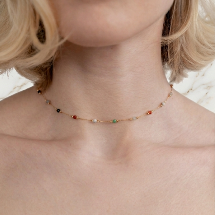 Lulu Beaded Stone Necklace