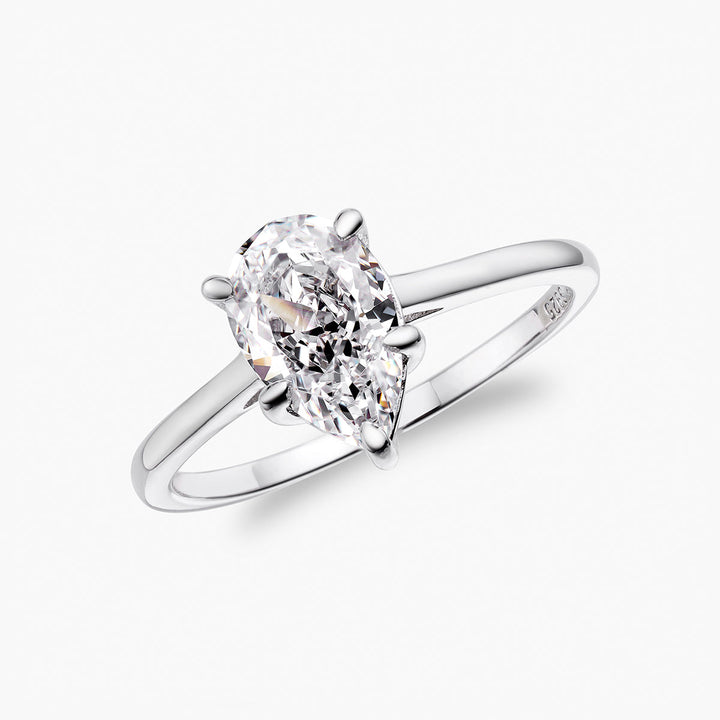 Pear Solitaire Ring
