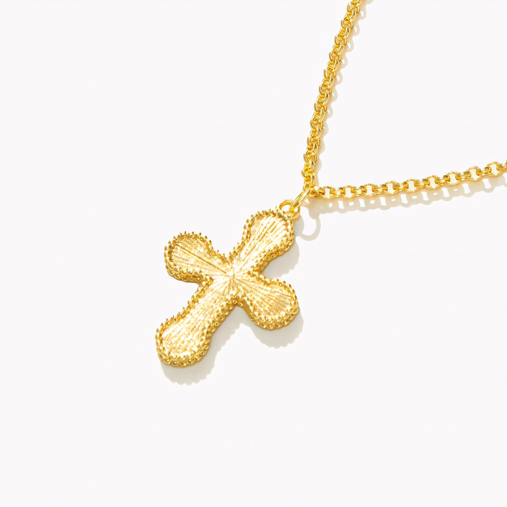 18k Sunburst Cross Necklace