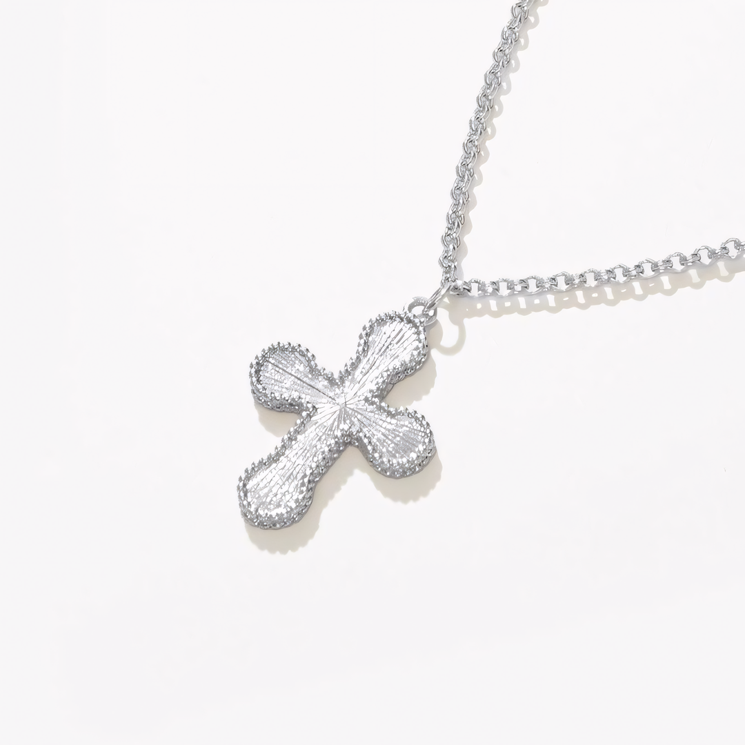 18k Sunburst Cross Necklace