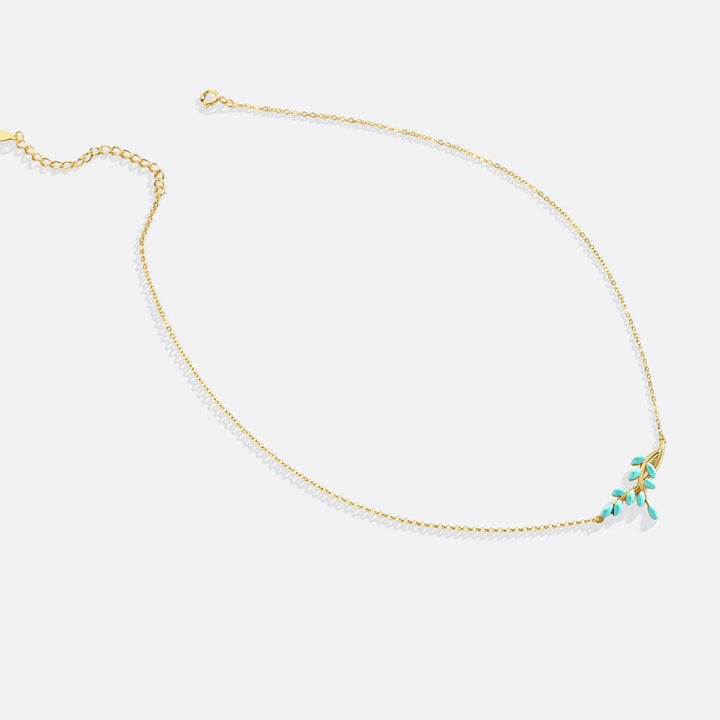 Enamel Leaf Pendant Necklace