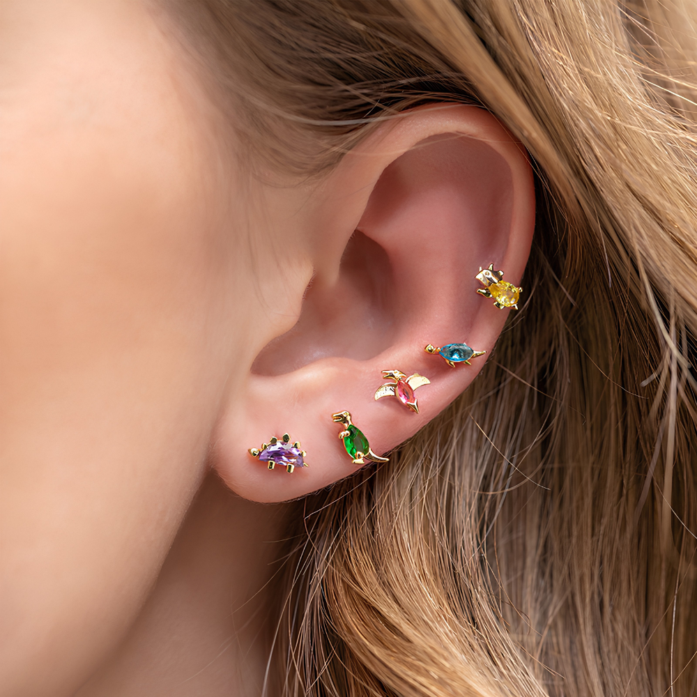 MULTICOLOR DINO EARRINGS (PAIR)