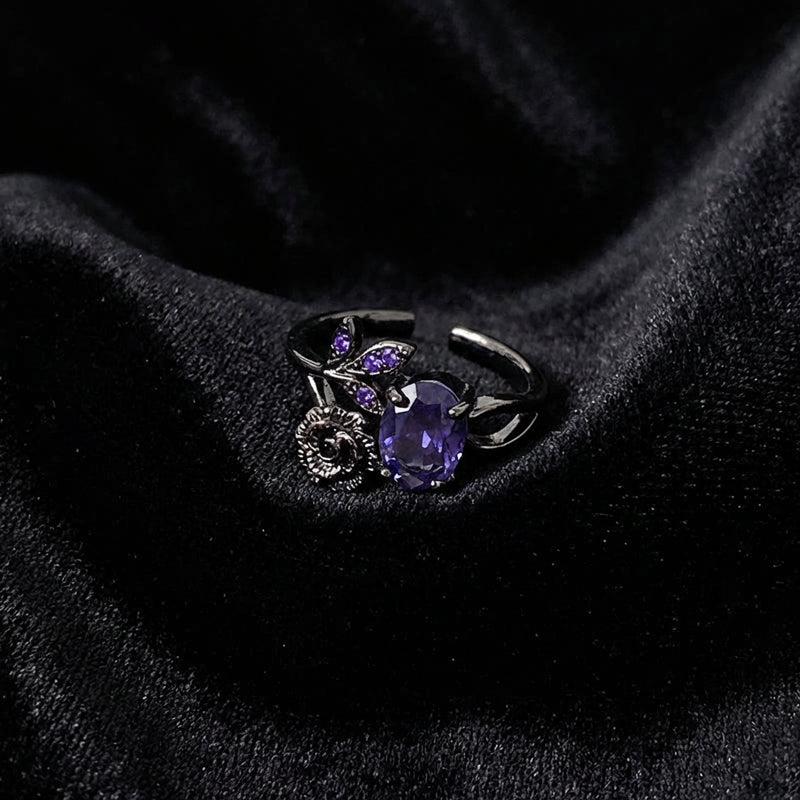 Midnight Amethyst Bloom Ring