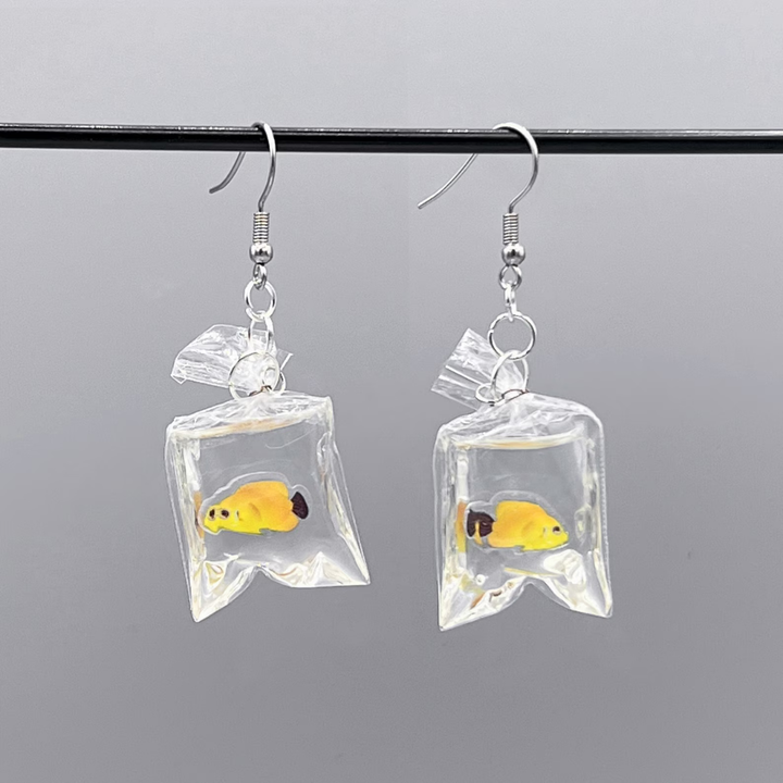 FISH IN BAG EARRINGS (PAIR)