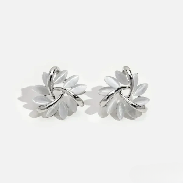Sienna | Elegant Opal Petal Circle Stud Earrings