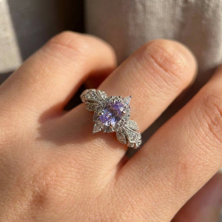 Lavender Bloom Crystal Ring