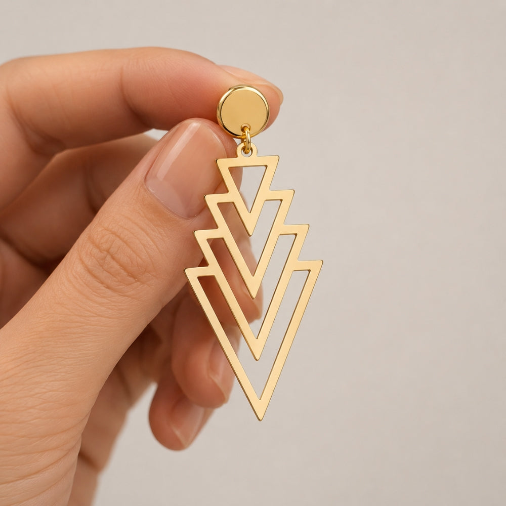 GOLD ARCHITECTURAL EARRINGS (PAIR)