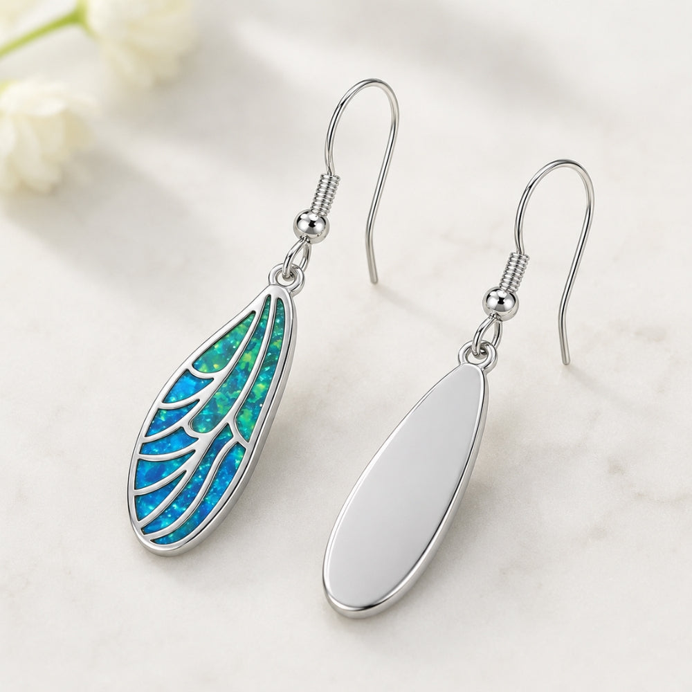 OPAL DRAGONFLY WING EARRINGS (PAIR)