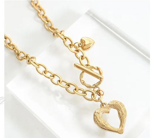 Textured Heart Toggle Necklace