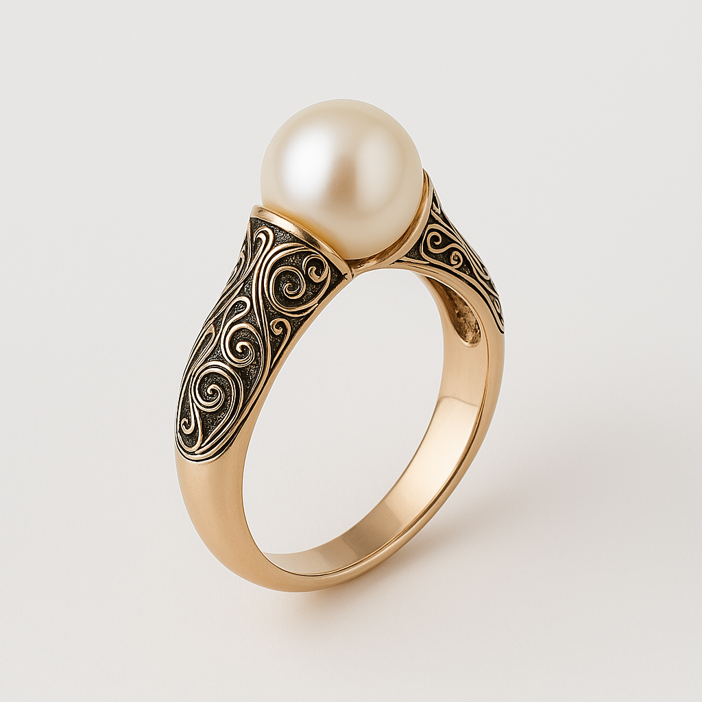 Vintage Pearl Golden Ring