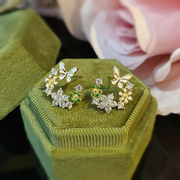 Butterfly Wreath Zircon Earrings