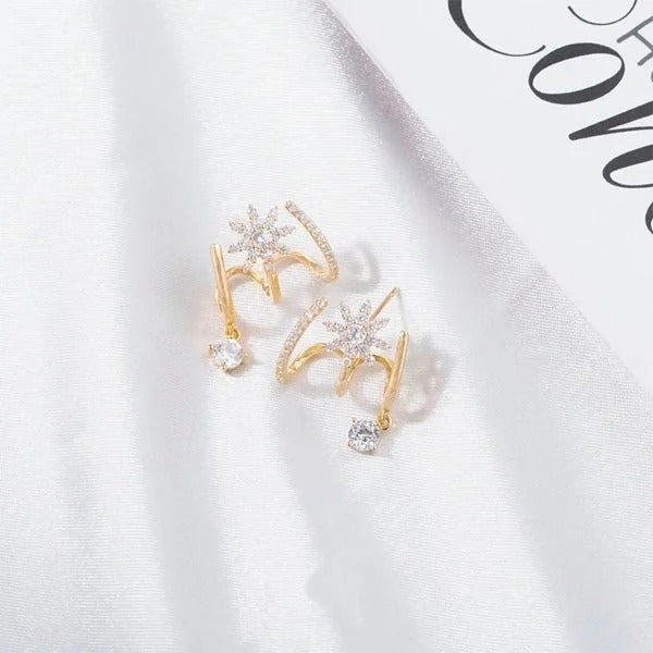 Eight Awn Star Moissanite Earrings