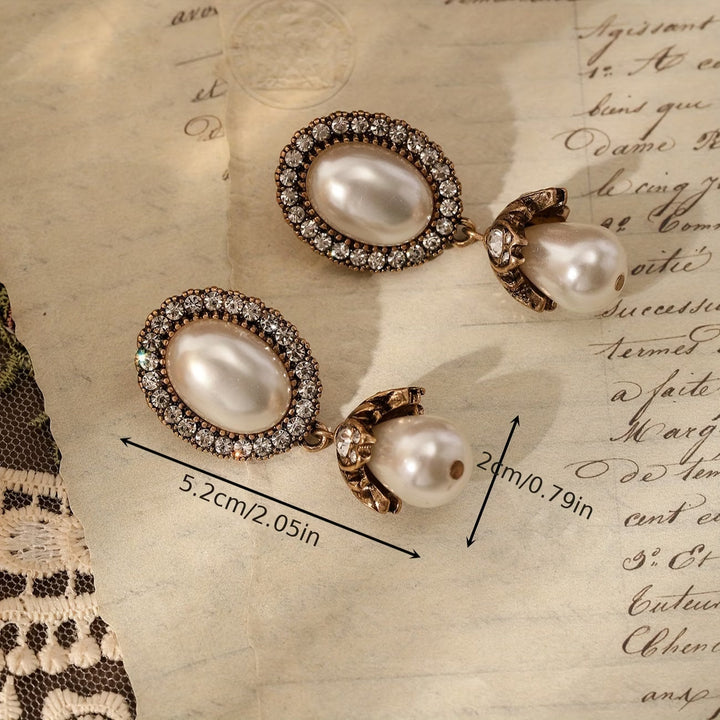 Vintage Pearl Frame Drop Earrings