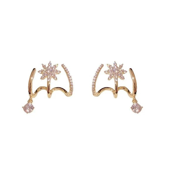 Eight Awn Star Moissanite Earrings