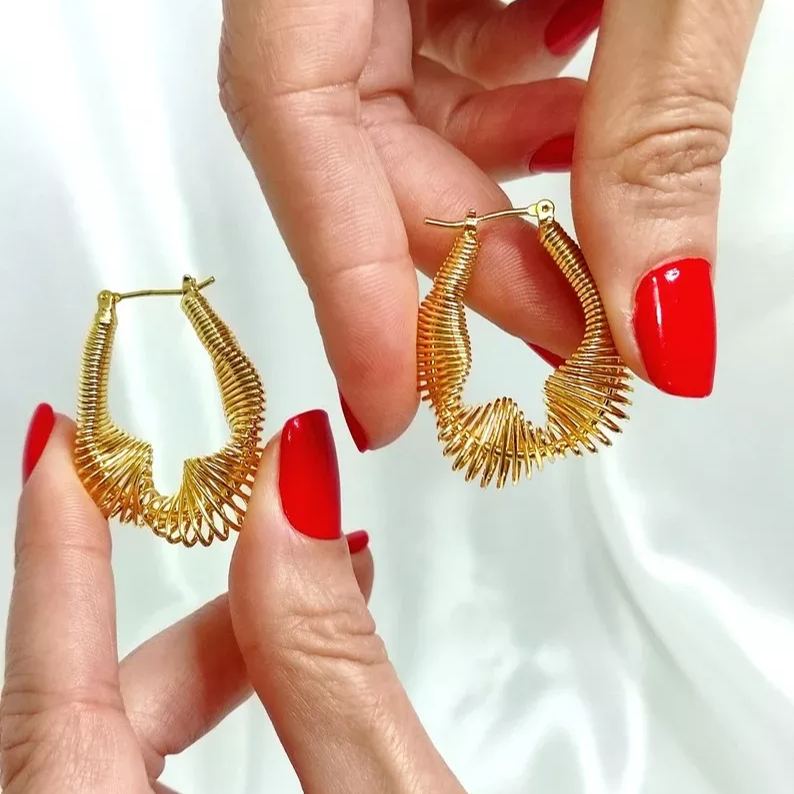 Golden French Style Wavy Earrings