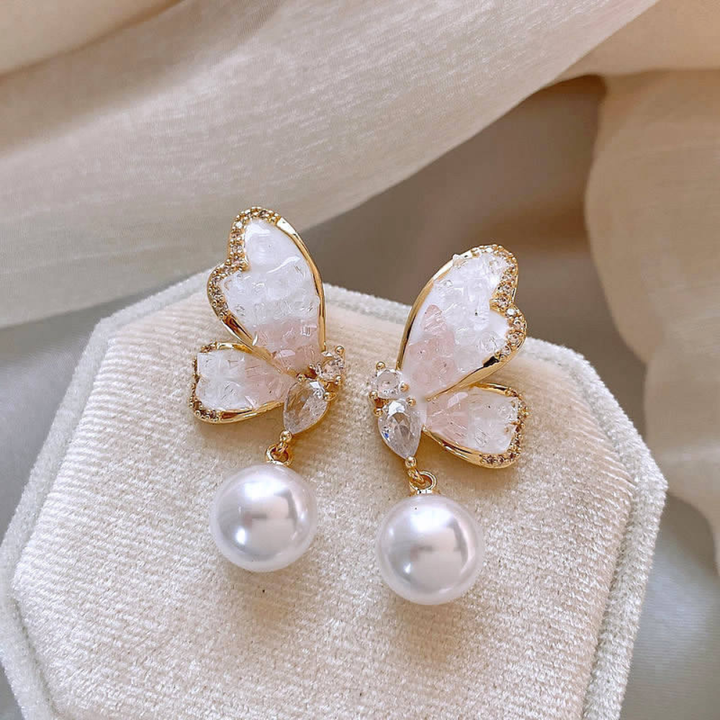 MOSS AGATE BUTTERFLY EARRINGS (PAIR)