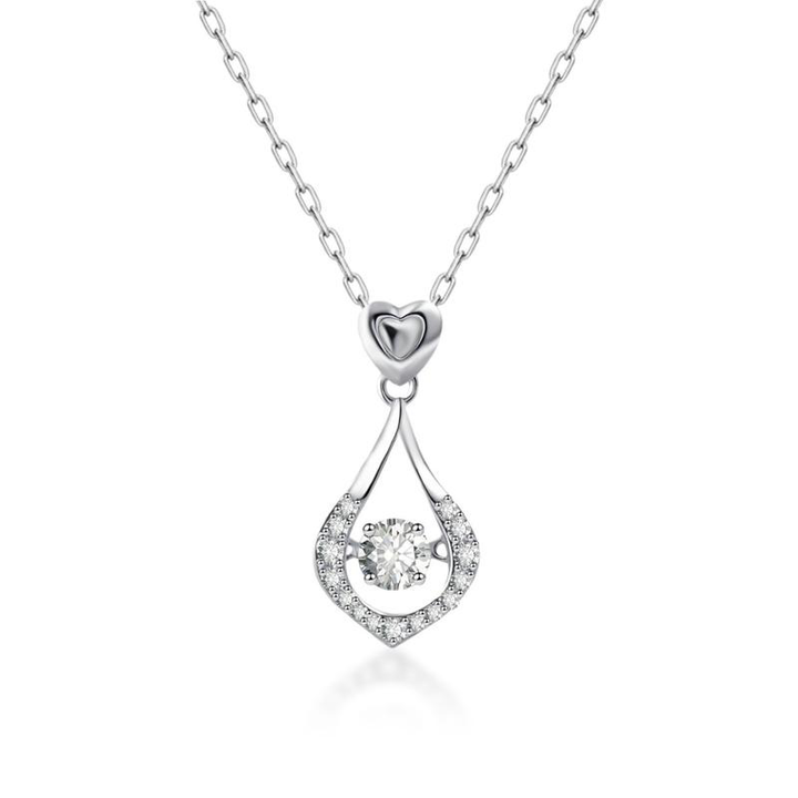 S925 Heart Diamond Teardrop Necklace