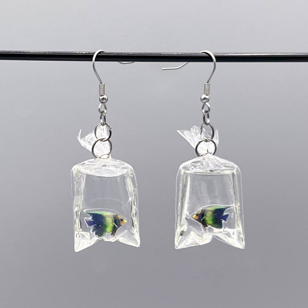 FISH IN BAG EARRINGS (PAIR)