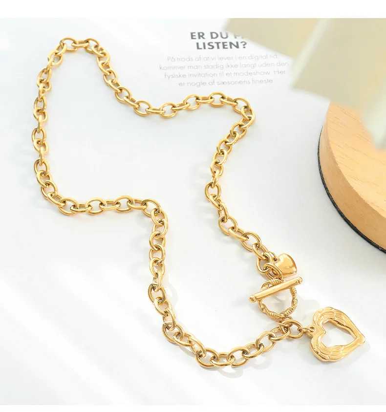 Textured Heart Toggle Necklace