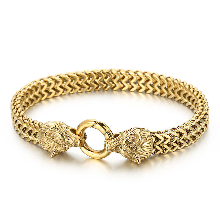 Wolf Head Viking Titanium Steel Strengthen Bracelet
