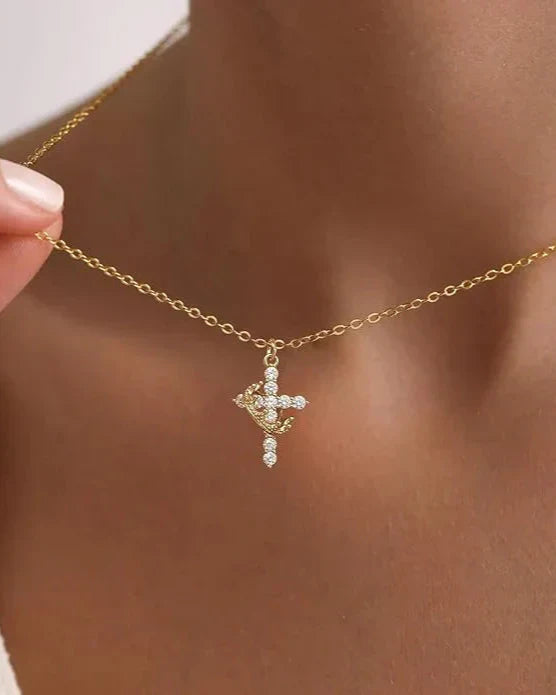 Necklace with Cross and Christ's Crown (Gold-Plated)