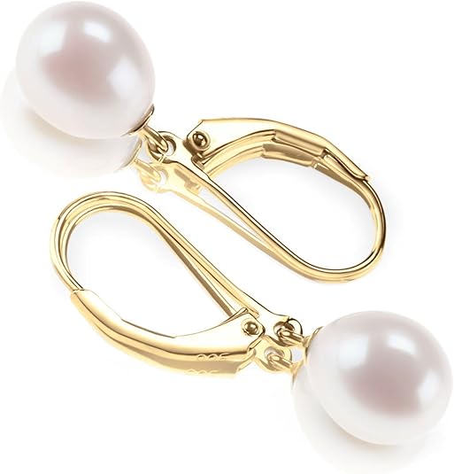 Hanging earrings with pearl | Gold