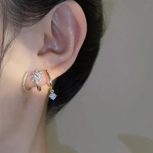 Eight Awn Star Moissanite Earrings