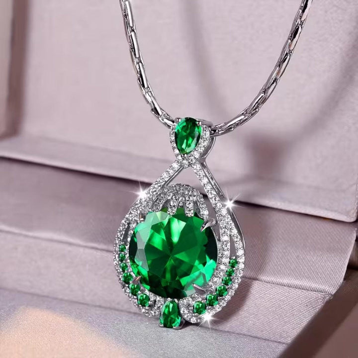 Emerald Teardrop Halo Necklace