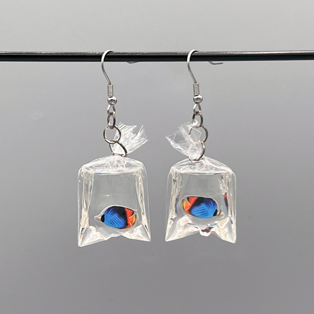 FISH IN BAG EARRINGS (PAIR)