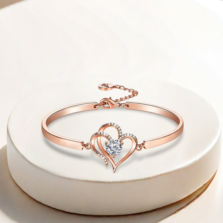 To My Daughter- We Are Connected By Heart Diamond Bracelet