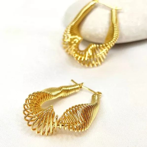 Golden French Style Wavy Earrings