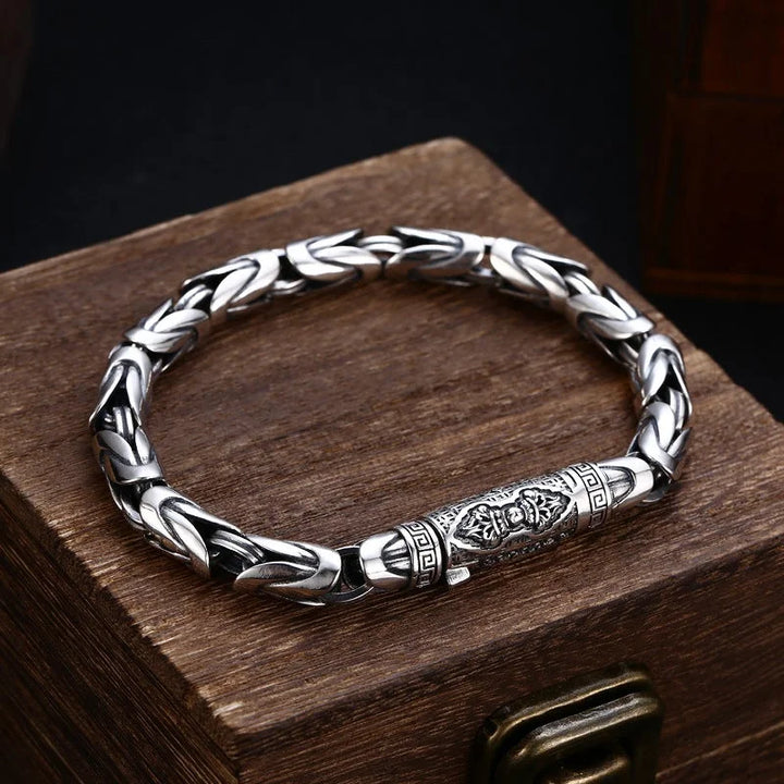 Silver Six Character Truth Vajra Pestle Bracelet