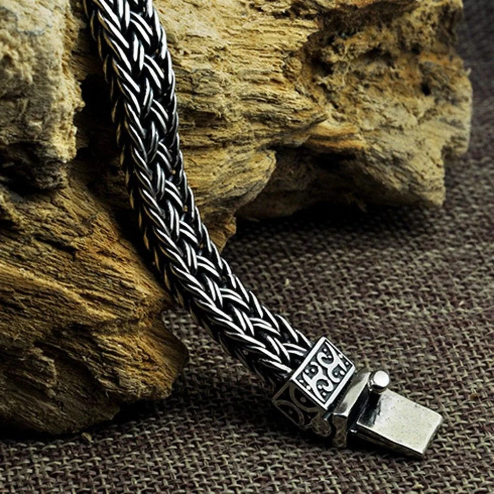 Silver Bracelet for Man Personality Woven