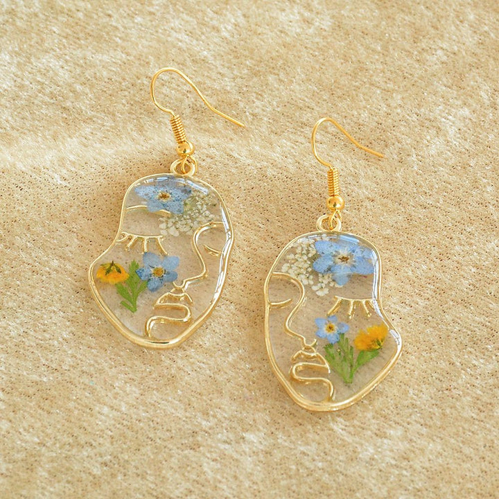 ABSTRACT FLOWER FACE EARRINGS (PAIR) (BLACKLIST)