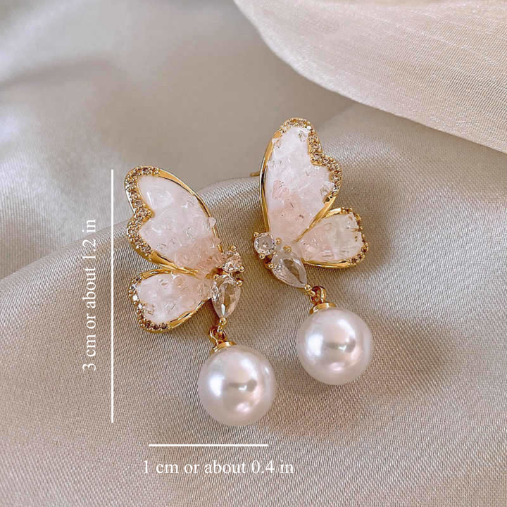 MOSS AGATE BUTTERFLY EARRINGS (PAIR)