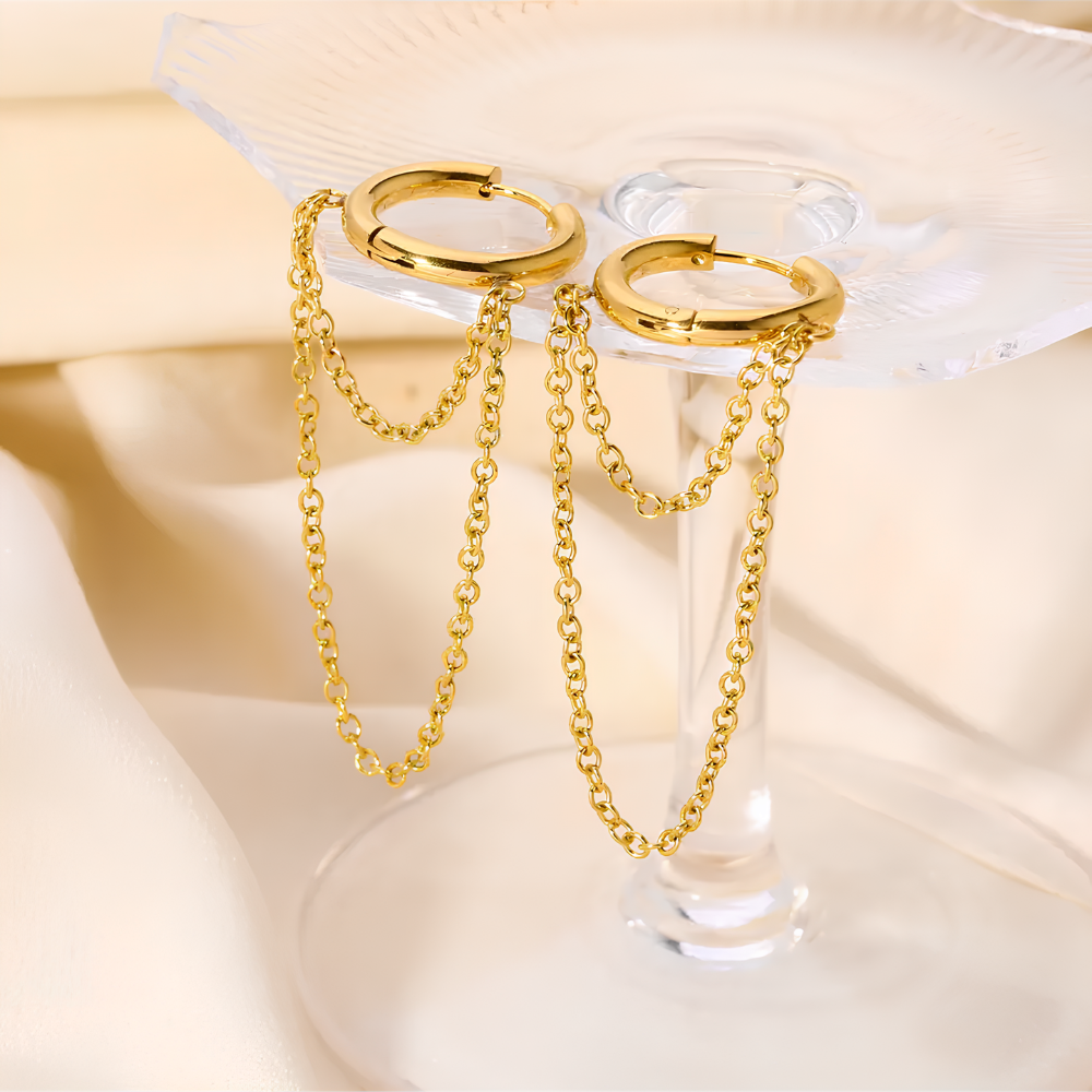 DOUBLE CHAIN EARRINGS (PAIR)