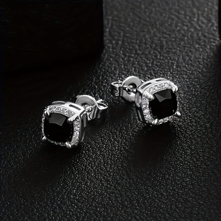 Sophisticated Gold Square Zirconia Earrings