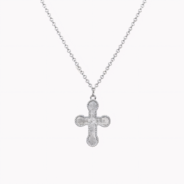 18k Sunburst Cross Necklace