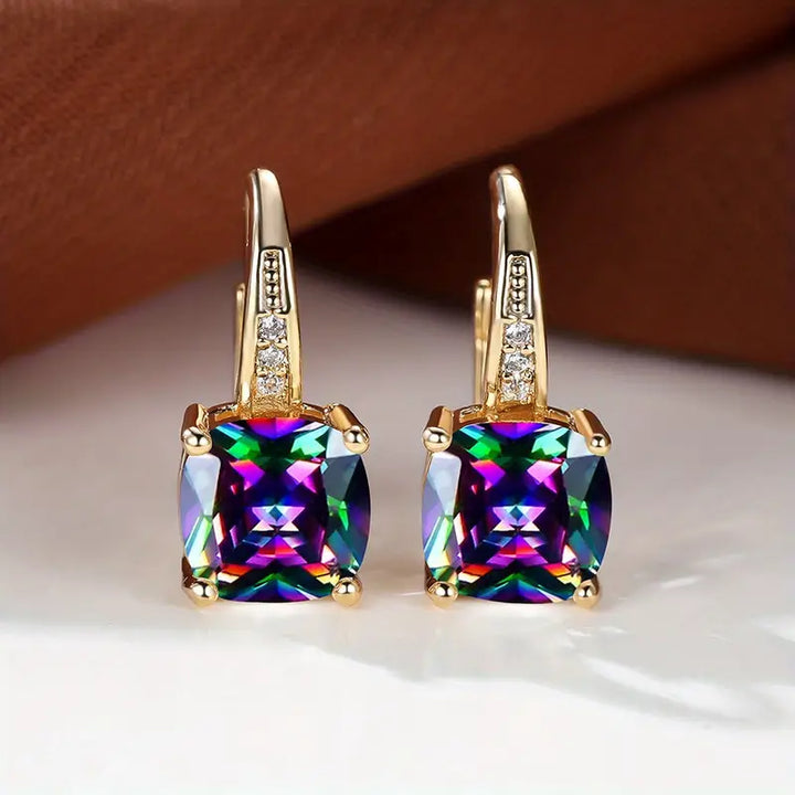 Hoop earrings with Mystic Stone | Gold