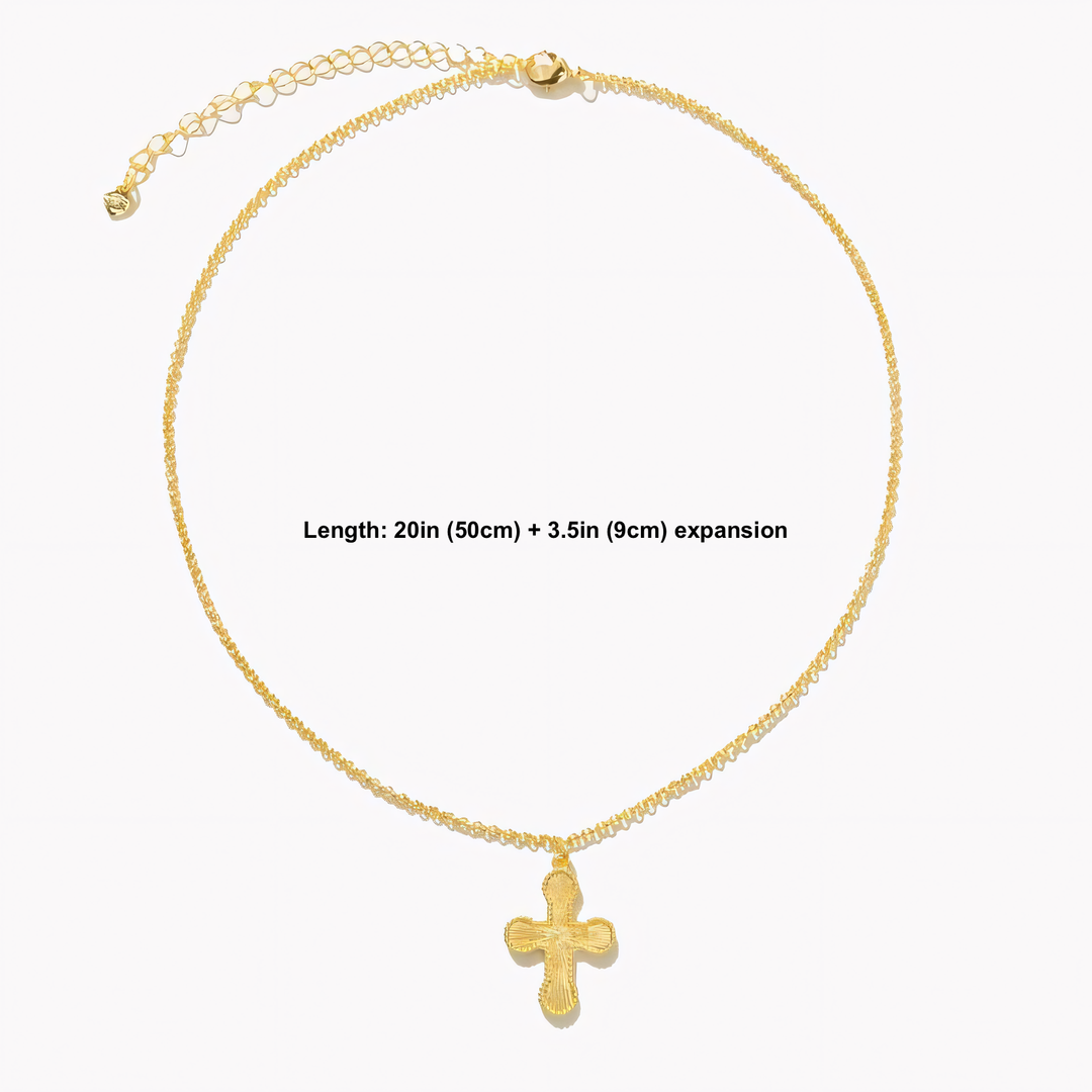 18k Sunburst Cross Necklace