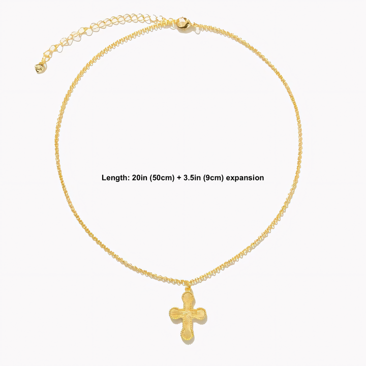18k Sunburst Cross Necklace