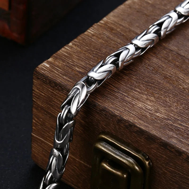 Silver Six Character Truth Vajra Pestle Bracelet