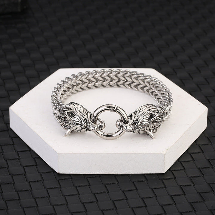 Wolf Head Viking Titanium Steel Strengthen Bracelet