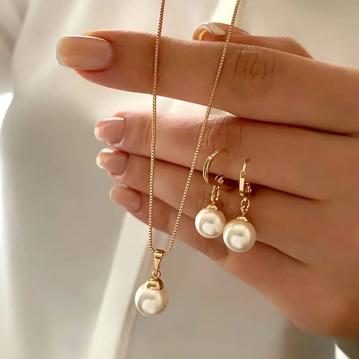 Pearl Jewelry Set Golden Grace | Gold