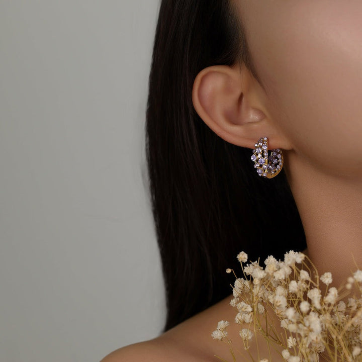 Amethyst Crystal Hoop Earrings