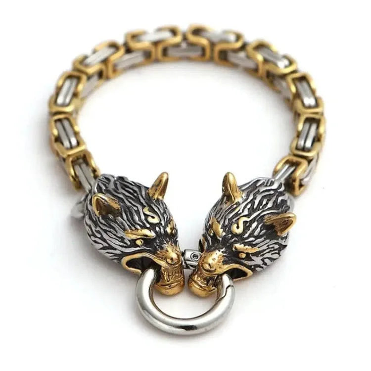 Nordic Geri And Freki Wolves Bracelet