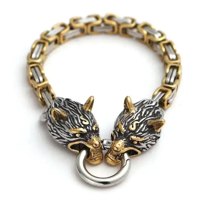 Nordic Geri And Freki Wolves Bracelet