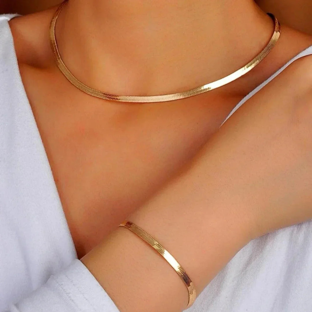 Classic herringbone necklace & bracelet