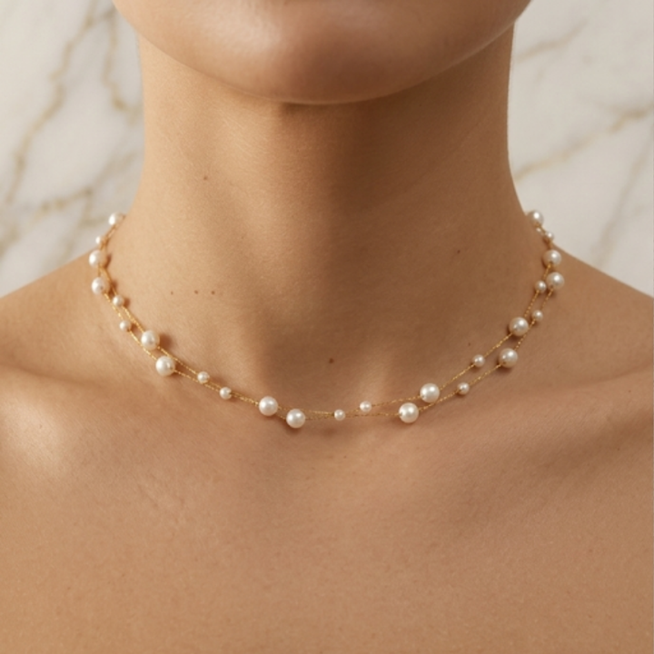 Layered Tori Pearl Necklace